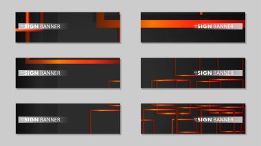 Dikdörtgen siyah turuncu degrade arka plan ile kare vektör afiş