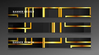 Altın ve koyu dikdörtgen arka plan ile bir afiş ayarlayın. vektör illüstrasyon