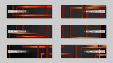 Dikdörtgen siyah turuncu degrade arka plan ile kare vektör afiş