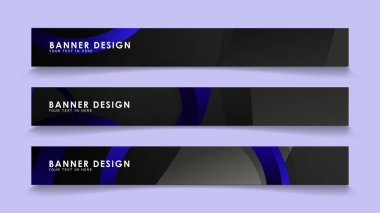 Koyu mavi dairelerin arka planı ile dikdörtgen vektör afişleri ayarlayın