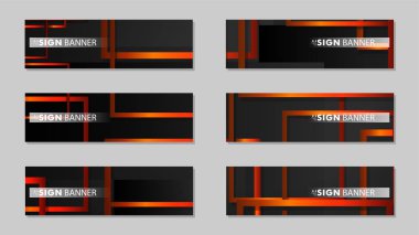 Dikdörtgen siyah turuncu degrade arka plan ile kare vektör afiş