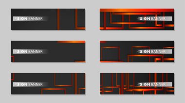 Dikdörtgen siyah turuncu degrade arka plan ile kare vektör afiş