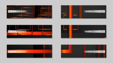 Dikdörtgen siyah turuncu degrade arka plan ile kare vektör afiş