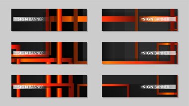 Dikdörtgen siyah turuncu degrade arka plan ile kare vektör afiş