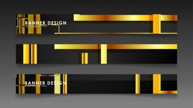 Altın ve koyu dikdörtgen arka plan ile bir afiş ayarlayın. vektör illüstrasyon