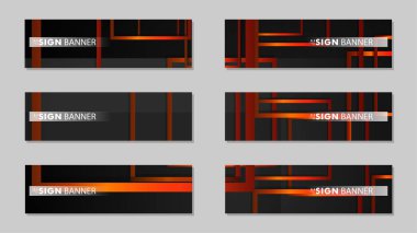 Dikdörtgen siyah turuncu degrade arka plan ile kare vektör afiş