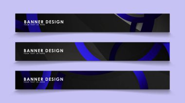 Koyu mavi dairelerin arka planı ile dikdörtgen vektör afişleri ayarlayın