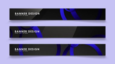 Koyu mavi dairelerin arka planı ile dikdörtgen vektör afişleri ayarlayın