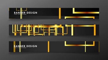 Altın ve koyu dikdörtgen arka plan ile bir afiş ayarlayın. vektör illüstrasyon