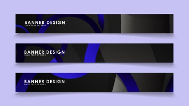 Koyu mavi dairelerin arka planı ile dikdörtgen vektör afişleri ayarlayın