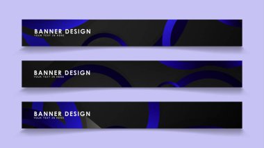 Koyu mavi dairelerin arka planı ile dikdörtgen vektör afişleri ayarlayın