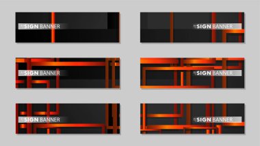 Dikdörtgen siyah turuncu degrade arka plan ile kare vektör afiş