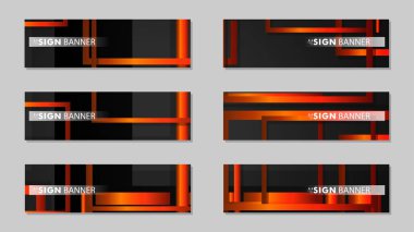 Dikdörtgen siyah turuncu degrade arka plan ile kare vektör afiş