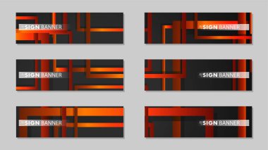 Dikdörtgen siyah turuncu degrade arka plan ile kare vektör afiş