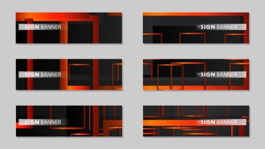 Dikdörtgen siyah turuncu degrade arka plan ile kare vektör afiş