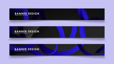 Koyu mavi dairelerin arka planı ile dikdörtgen vektör afişleri ayarlayın