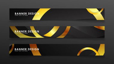 Soyut daire afişi. Süslü vektör illüstrasyon. koyu bir arka plan üzerinde altın daire