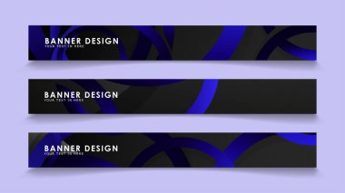 Koyu mavi dairelerin arka planı ile dikdörtgen vektör afişleri ayarlayın