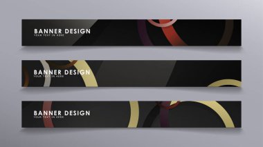 Yığılmış halkaların arka planına karşı dikdörtgen vektör afişleri. taş ve tuğla renkleri kompozisyonu