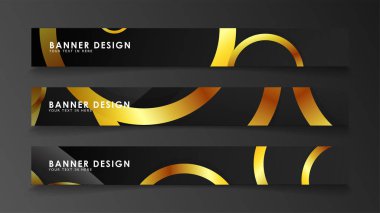 Soyut daire afişi. Süslü vektör illüstrasyon. koyu bir arka plan üzerinde altın daire