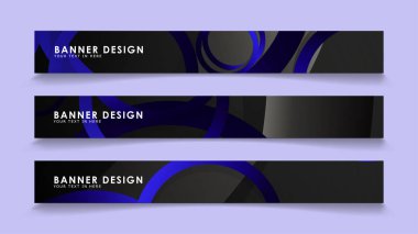 Koyu mavi dairelerin arka planı ile dikdörtgen vektör afişleri ayarlayın