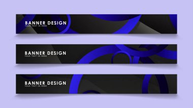 Koyu mavi dairelerin arka planı ile dikdörtgen vektör afişleri ayarlayın