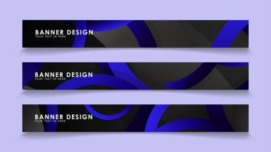 Koyu mavi dairelerin arka planı ile dikdörtgen vektör afişleri ayarlayın