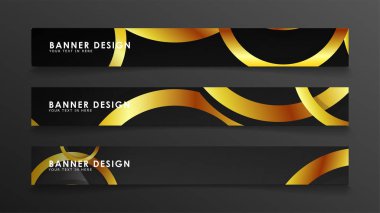 Soyut daire afişi. Süslü vektör illüstrasyon. koyu bir arka plan üzerinde altın daire