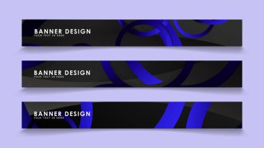 Koyu mavi dairelerin arka planı ile dikdörtgen vektör afişleri ayarlayın