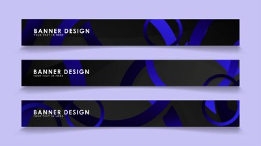 Koyu mavi dairelerin arka planı ile dikdörtgen vektör afişleri ayarlayın