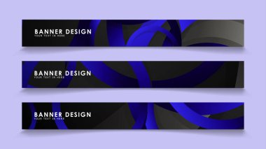 Koyu mavi dairelerin arka planı ile dikdörtgen vektör afişleri ayarlayın