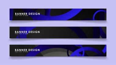 Koyu mavi dairelerin arka planı ile dikdörtgen vektör afişleri ayarlayın