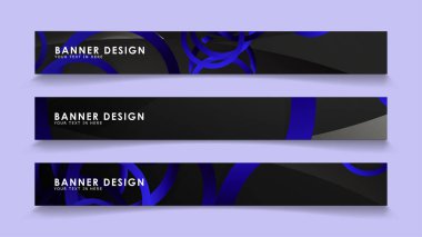 Koyu mavi dairelerin arka planı ile dikdörtgen vektör afişleri ayarlayın