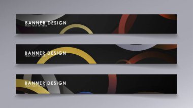 Yığılmış halkaların arka planına karşı dikdörtgen vektör afişleri. taş ve tuğla renkleri kompozisyonu