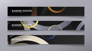 Yığılmış halkaların arka planına karşı dikdörtgen vektör afişleri. taş ve tuğla renkleri kompozisyonu