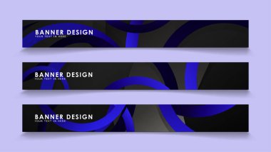 Koyu mavi dairelerin arka planı ile dikdörtgen vektör afişleri ayarlayın