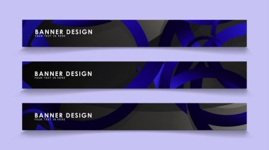 Koyu mavi dairelerin arka planı ile dikdörtgen vektör afişleri ayarlayın