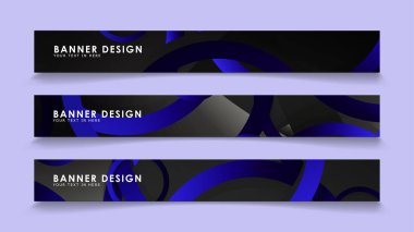 Koyu mavi dairelerin arka planı ile dikdörtgen vektör afişleri ayarlayın