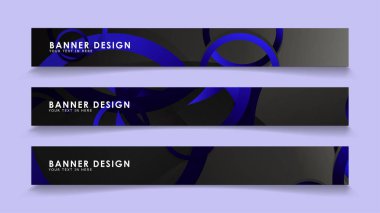 Koyu mavi dairelerin arka planı ile dikdörtgen vektör afişleri ayarlayın