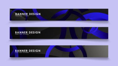 Koyu mavi dairelerin arka planı ile dikdörtgen vektör afişleri ayarlayın