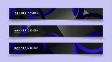 Koyu mavi dairelerin arka planı ile dikdörtgen vektör afişleri ayarlayın