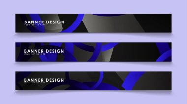 Koyu mavi dairelerin arka planı ile dikdörtgen vektör afişleri ayarlayın