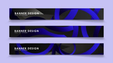 Koyu mavi dairelerin arka planı ile dikdörtgen vektör afişleri ayarlayın