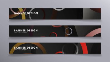 Yığılmış halkaların arka planına karşı dikdörtgen vektör afişleri. taş ve tuğla renkleri kompozisyonu