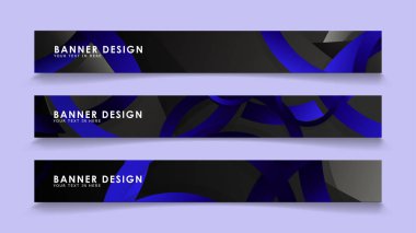 Koyu mavi dairelerin arka planı ile dikdörtgen vektör afişleri ayarlayın