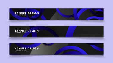 Koyu mavi dairelerin arka planı ile dikdörtgen vektör afişleri ayarlayın