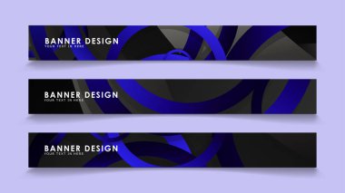 Koyu mavi dairelerin arka planı ile dikdörtgen vektör afişleri ayarlayın