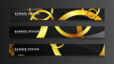 Soyut daire afişi. Süslü vektör illüstrasyon. koyu bir arka plan üzerinde altın daire