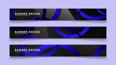 Koyu mavi dairelerin arka planı ile dikdörtgen vektör afişleri ayarlayın