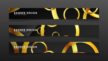 Soyut daire afişi. Süslü vektör illüstrasyon. koyu bir arka plan üzerinde altın daire